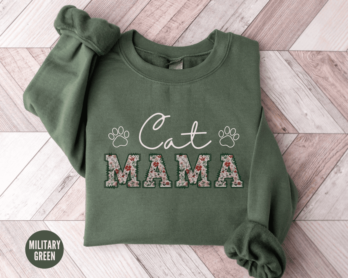 Floral Cat Mom Sweatshirt – Soft, Durable & Premium Heat Sublimation Print