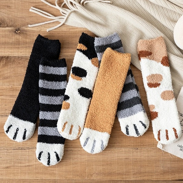 🔥Hot Sale - Fluffy Cat Paw Socks Set (6 Pairs)