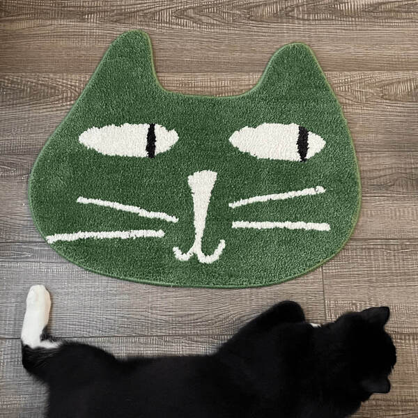 Cute Doodle-Style Cat Head Rug