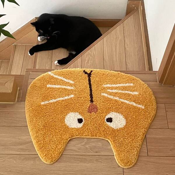Cute Doodle-Style Cat Head Rug