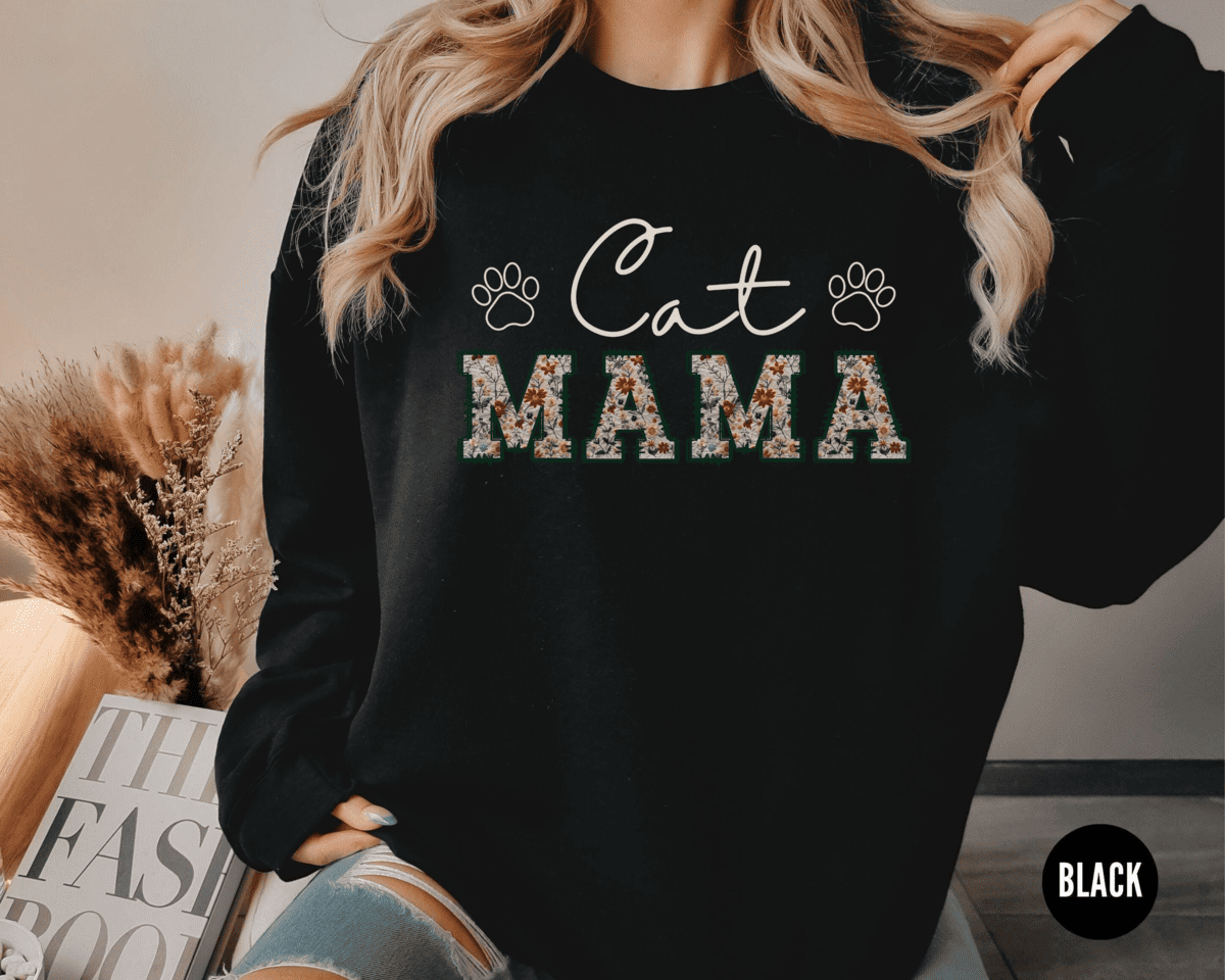 Floral Cat Mom Sweatshirt – Soft, Durable & Premium Heat Sublimation Print