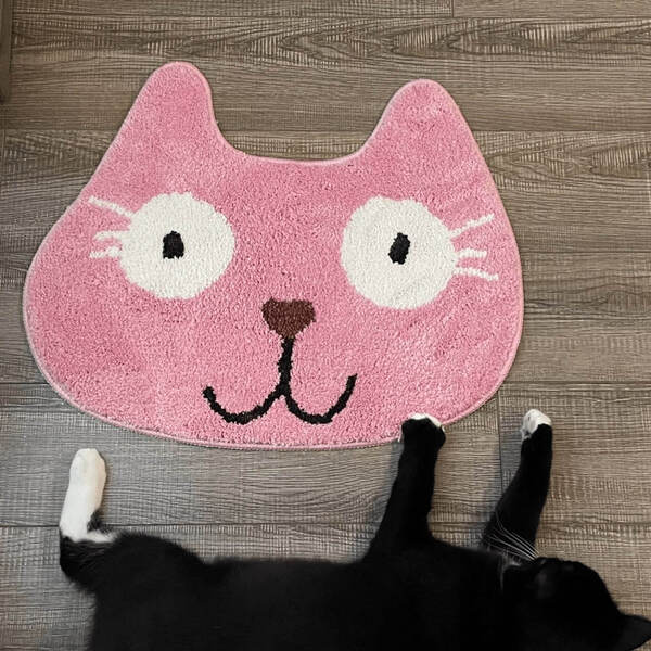 Cute Doodle-Style Cat Head Rug