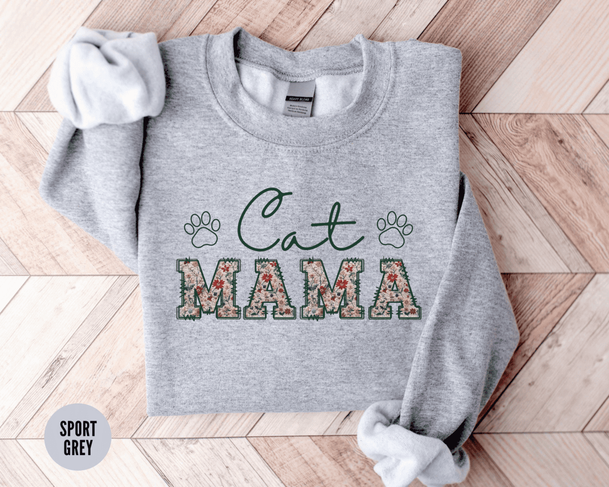 Floral Cat Mom Sweatshirt – Soft, Durable & Premium Heat Sublimation Print