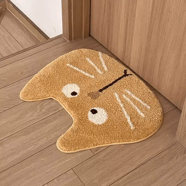 Cute Doodle-Style Cat Head Rug