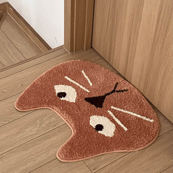Cute Doodle-Style Cat Head Rug