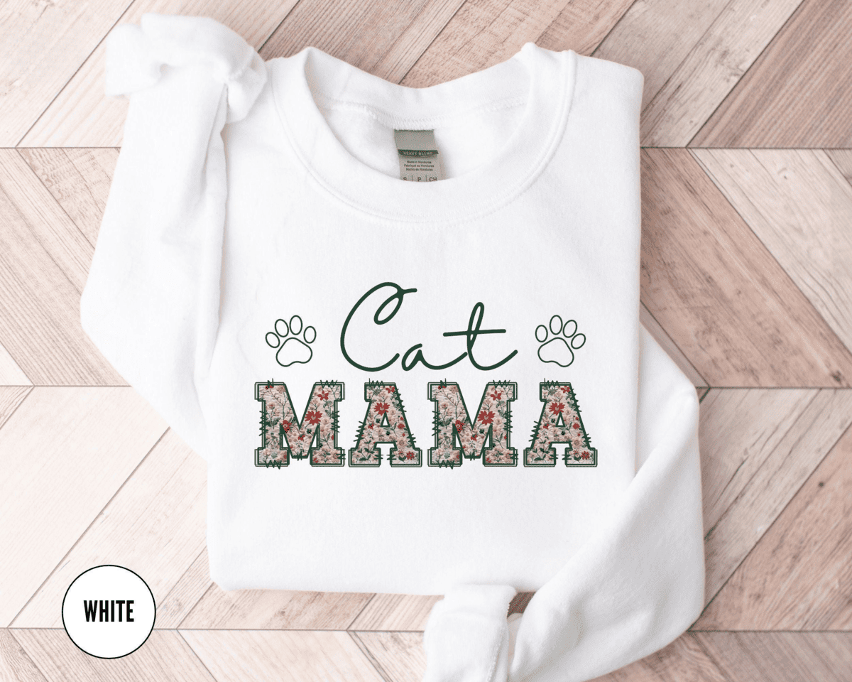 Floral Cat Mom Sweatshirt – Soft, Durable & Premium Heat Sublimation Print