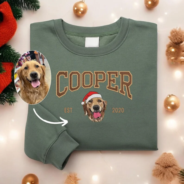 🎉 Black Friday Sale- 💖 Custom Pet Embroidered Christmas Sweatshirt Hoodie T-shirt – Perfect Xmas Gift