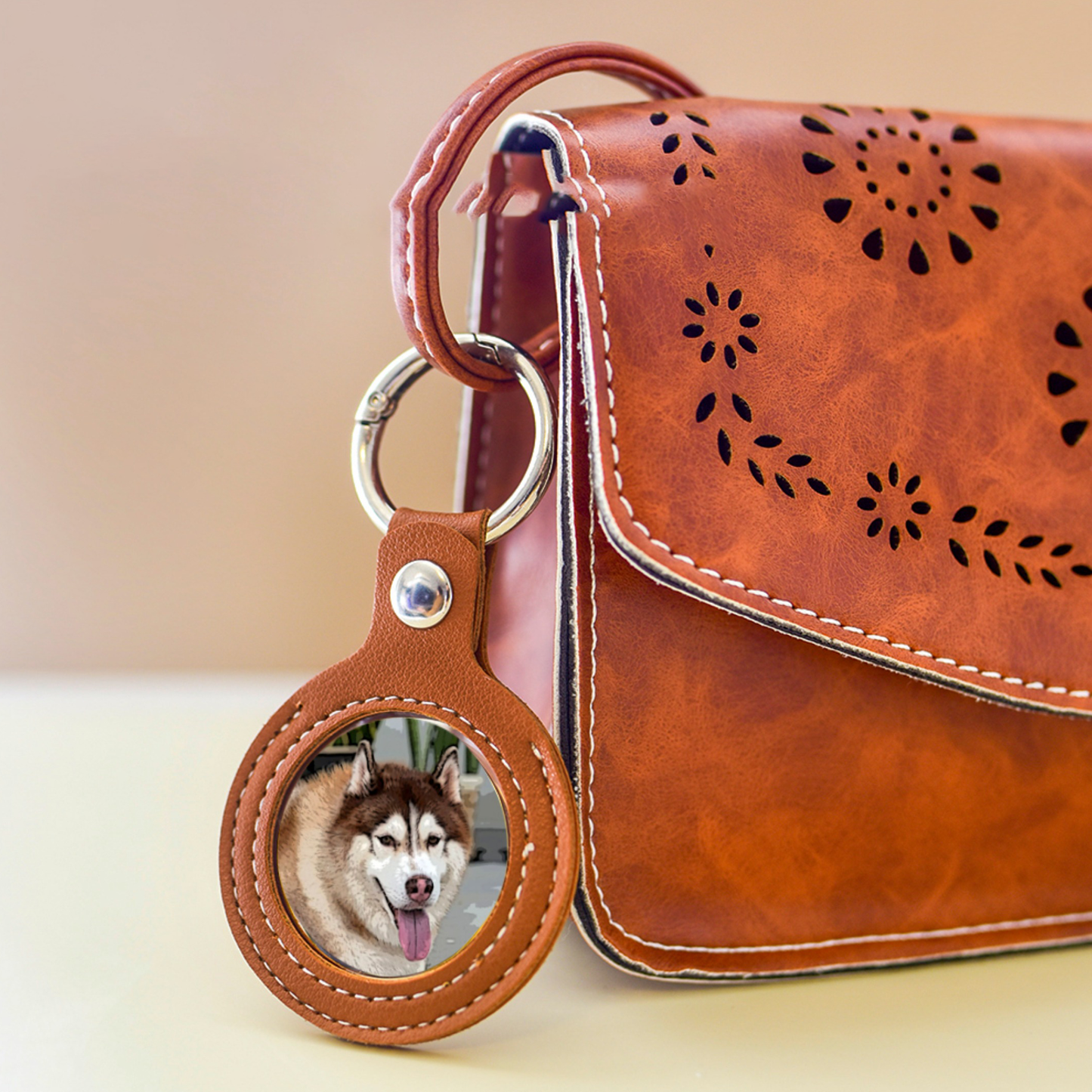 Custom Pet Face Keychain | Personalized Leather Keepsake Gift