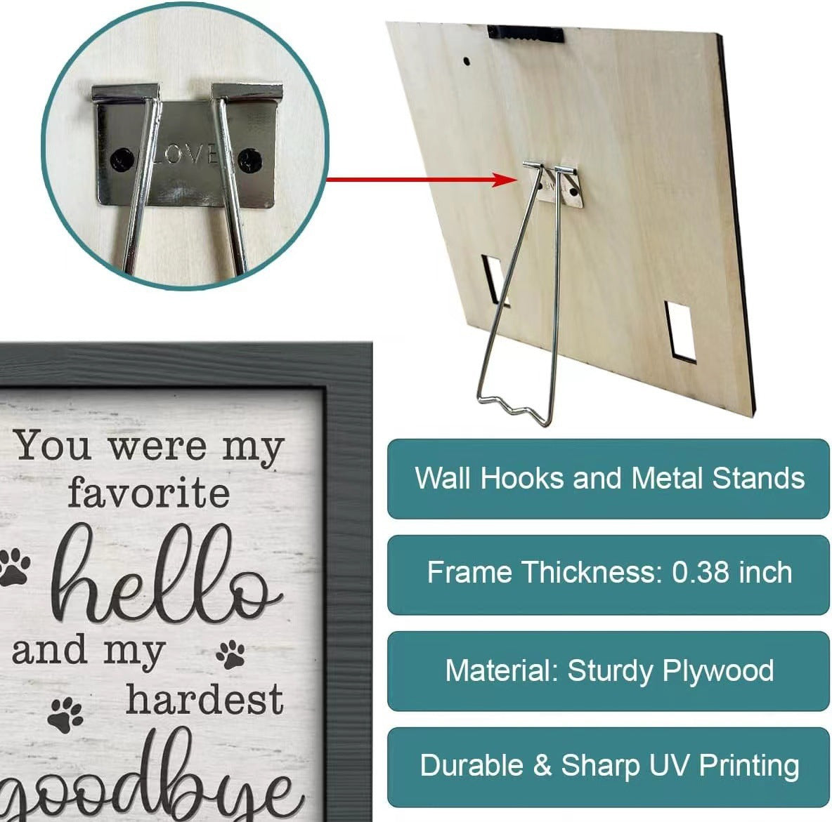 Wooden Pet Memorial Frame with Collar Holder - Personalized Pet Photo Display