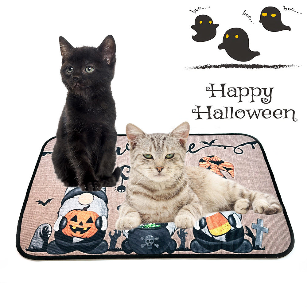 Halloween Washable Non-Slip Dog Crate Mat - Trick or Treat Pet Rug and Urine Pad for Cats and Dogs
