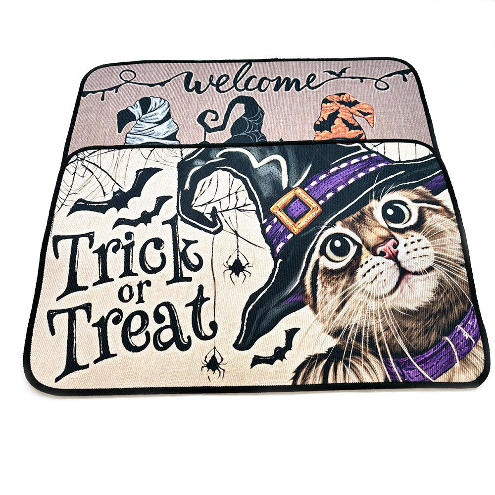 Halloween Washable Non-Slip Dog Crate Mat - Trick or Treat Pet Rug and Urine Pad for Cats and Dogs