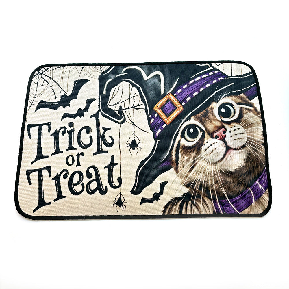 Halloween Washable Non-Slip Dog Crate Mat - Trick or Treat Pet Rug and Urine Pad for Cats and Dogs