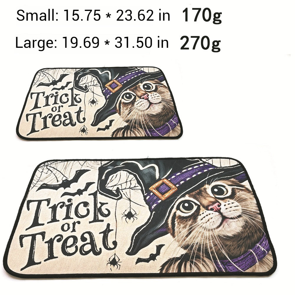 Halloween Washable Non-Slip Dog Crate Mat - Trick or Treat Pet Rug and Urine Pad for Cats and Dogs