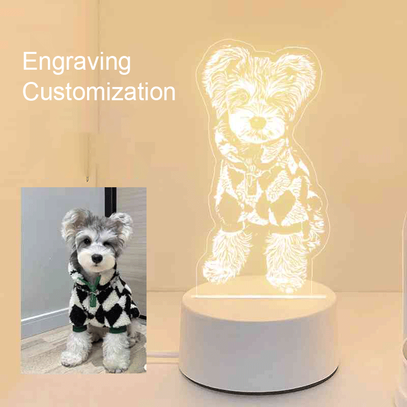 Customized Pet Memorial Night Light - Personalized Pet Portrait Gifts