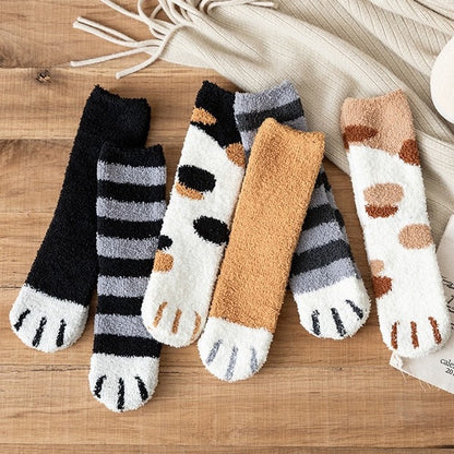 🔥Hot Sale - Fluffy Cat Paw Socks Set (6 Pairs)