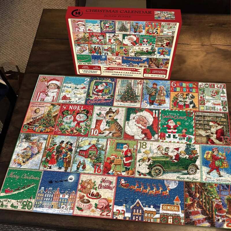 🌲 Countdown to Christmas with Advent Calendar Puzzle 1000pcs 🧩 – A Purr-fect Gift for Cat & Dog Lovers 🐾🎅