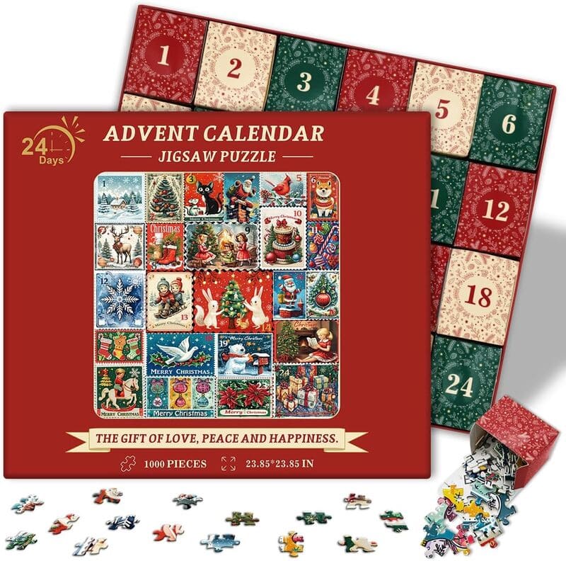 🌲 Countdown to Christmas with Advent Calendar Puzzle 1000pcs 🧩 – A Purr-fect Gift for Cat & Dog Lovers 🐾🎅