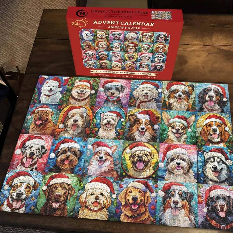 🌲 Countdown to Christmas with Advent Calendar Puzzle 1000pcs 🧩 – A Purr-fect Gift for Cat & Dog Lovers 🐾🎅