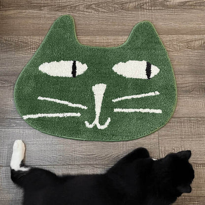 Cute Doodle-Style Cat Head Rug