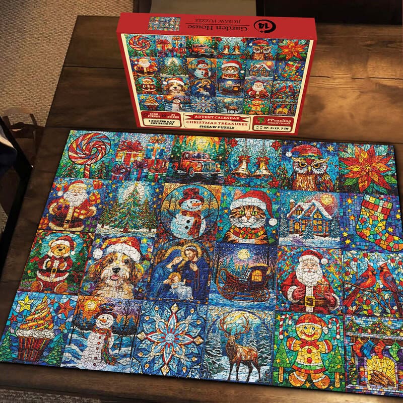 🌲 Countdown to Christmas with Advent Calendar Puzzle 1000pcs 🧩 – A Purr-fect Gift for Cat & Dog Lovers 🐾🎅