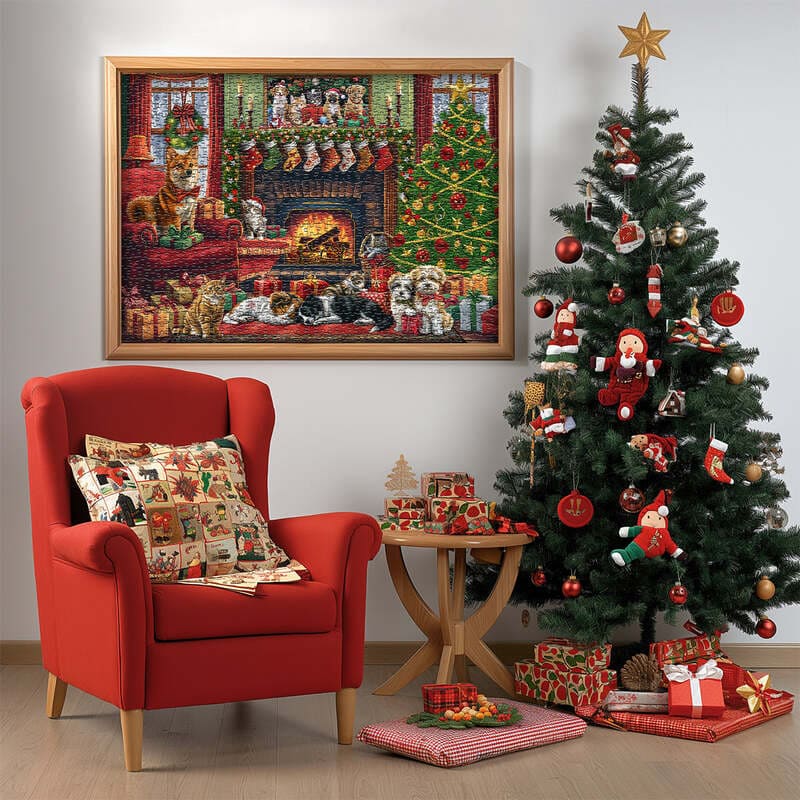 🌲 Countdown to Christmas with Advent Calendar Puzzle 1000pcs 🧩 – A Purr-fect Gift for Cat & Dog Lovers 🐾🎅