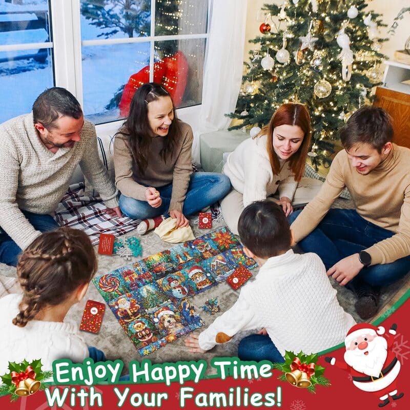 🌲 Countdown to Christmas with Advent Calendar Puzzle 1000pcs 🧩 – A Purr-fect Gift for Cat & Dog Lovers 🐾🎅