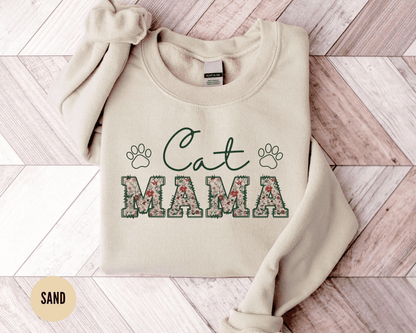 Floral Cat Mom Sweatshirt – Soft, Durable & Premium Heat Sublimation Print