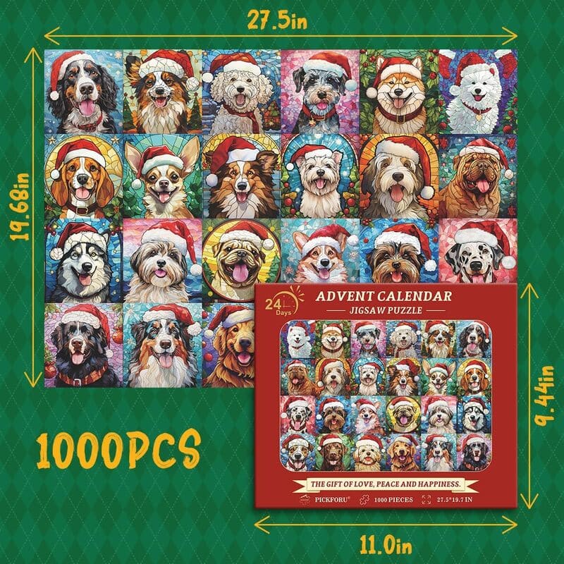 🌲 Countdown to Christmas with Advent Calendar Puzzle 1000pcs 🧩 – A Purr-fect Gift for Cat & Dog Lovers 🐾🎅