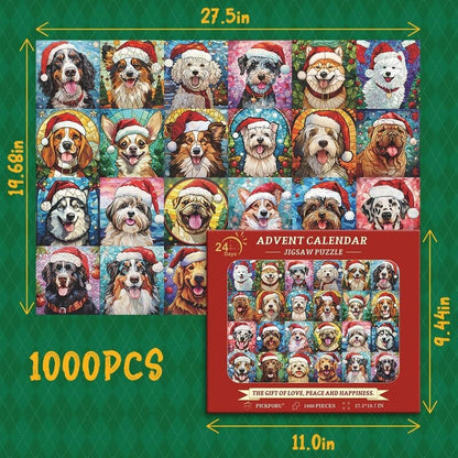 🌲 Countdown to Christmas with Advent Calendar Puzzle 1000pcs 🧩 – A Purr-fect Gift for Cat & Dog Lovers 🐾🎅