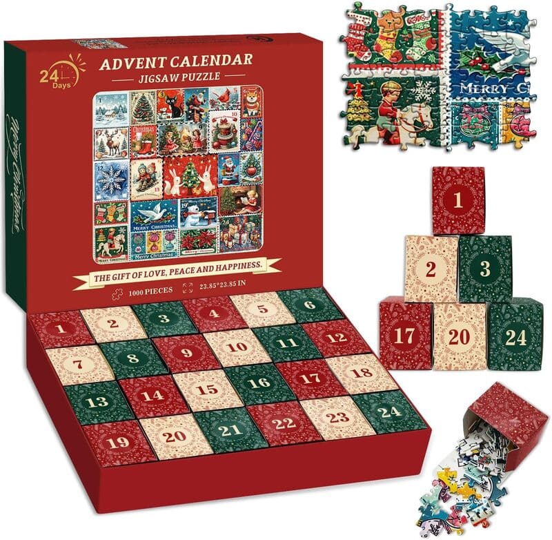 🌲 Countdown to Christmas with Advent Calendar Puzzle 1000pcs 🧩 – A Purr-fect Gift for Cat & Dog Lovers 🐾🎅