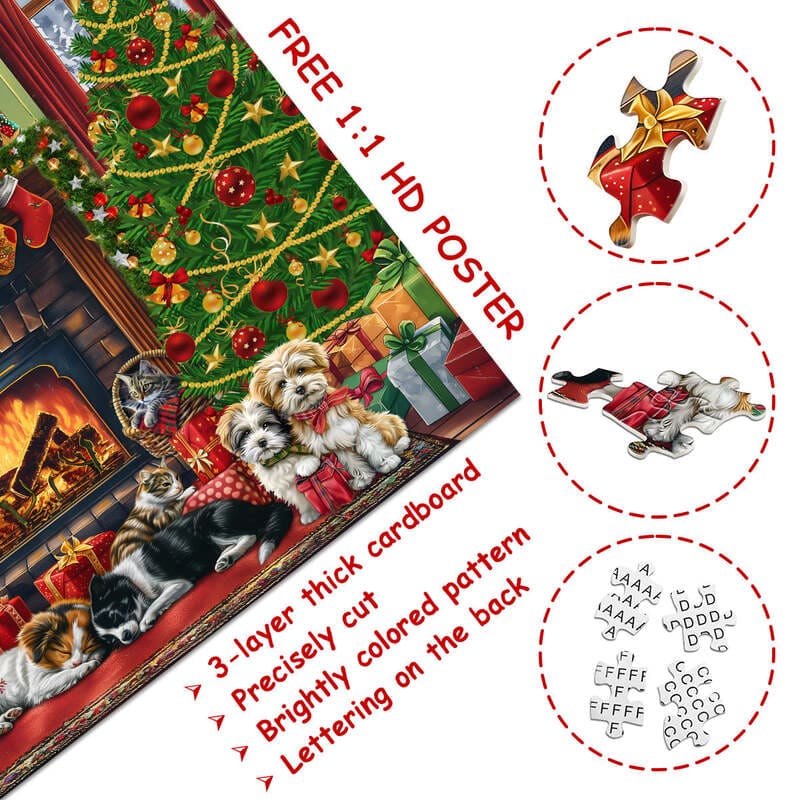 🌲 Countdown to Christmas with Advent Calendar Puzzle 1000pcs 🧩 – A Purr-fect Gift for Cat & Dog Lovers 🐾🎅