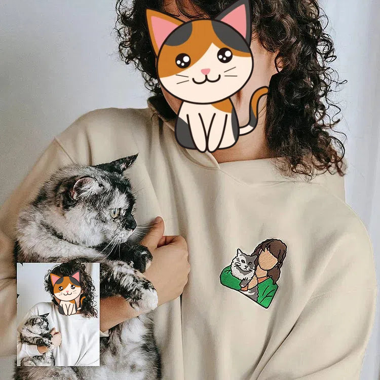 Custom Embroidered Pet From Your Photo Hoodie T-shirt