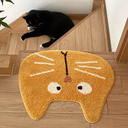 Cute Doodle-Style Cat Head Rug