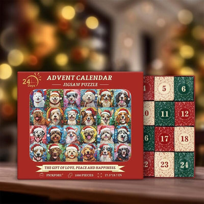 🌲 Countdown to Christmas with Advent Calendar Puzzle 1000pcs 🧩 – A Purr-fect Gift for Cat & Dog Lovers 🐾🎅