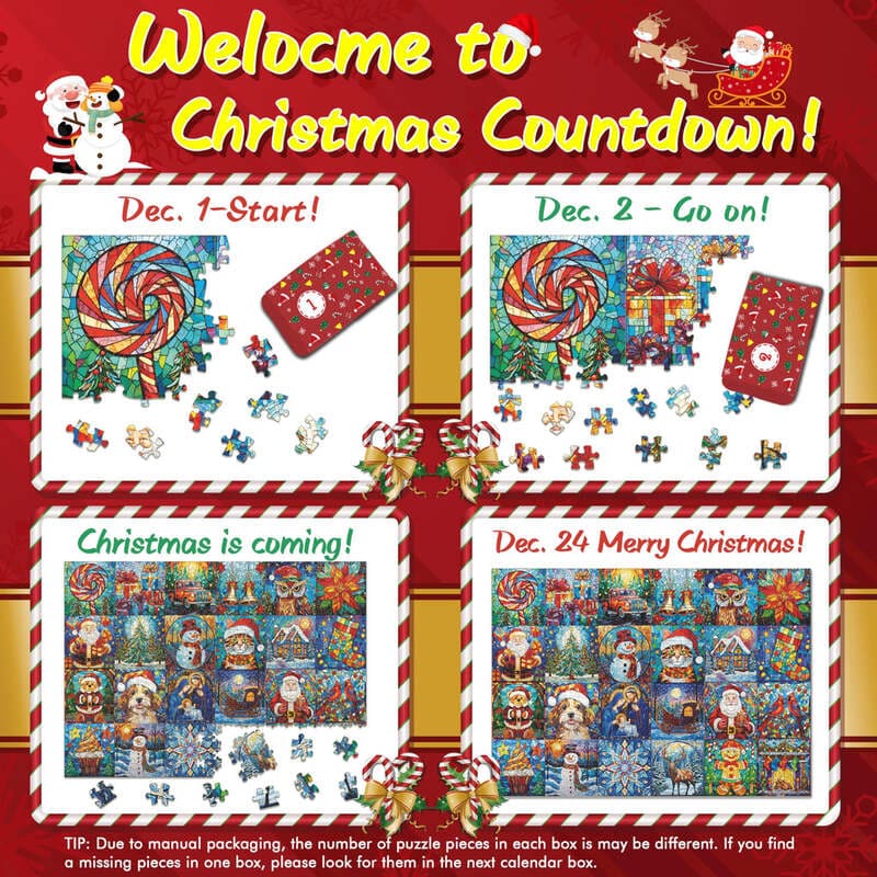 🌲 Countdown to Christmas with Advent Calendar Puzzle 1000pcs 🧩 – A Purr-fect Gift for Cat & Dog Lovers 🐾🎅
