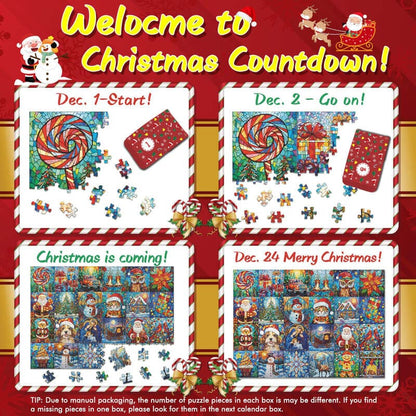 🌲 Countdown to Christmas with Advent Calendar Puzzle 1000pcs 🧩 – A Purr-fect Gift for Cat & Dog Lovers 🐾🎅