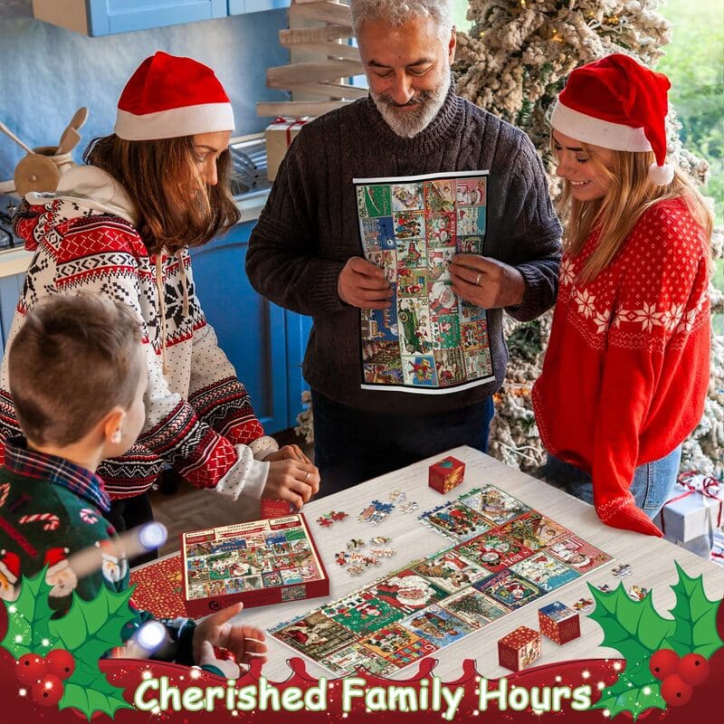 🌲 Countdown to Christmas with Advent Calendar Puzzle 1000pcs 🧩 – A Purr-fect Gift for Cat & Dog Lovers 🐾🎅