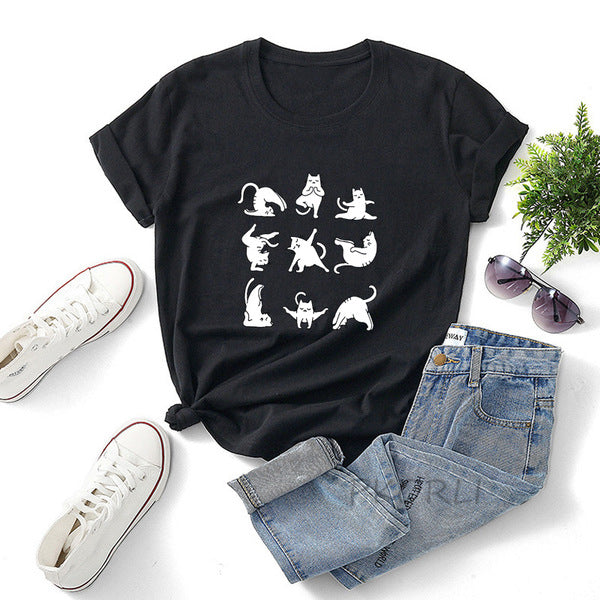 Pawsitively Adorable Yoga Cats T-shirt
