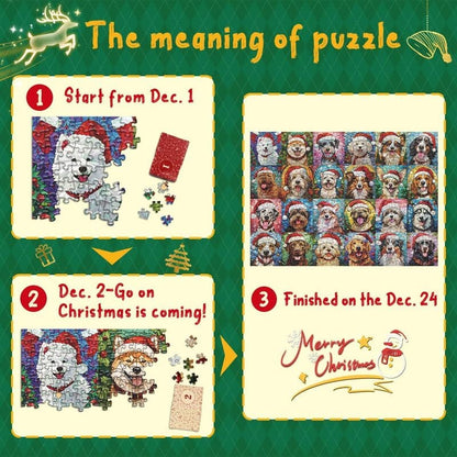 🌲 Countdown to Christmas with Advent Calendar Puzzle 1000pcs 🧩 – A Purr-fect Gift for Cat & Dog Lovers 🐾🎅