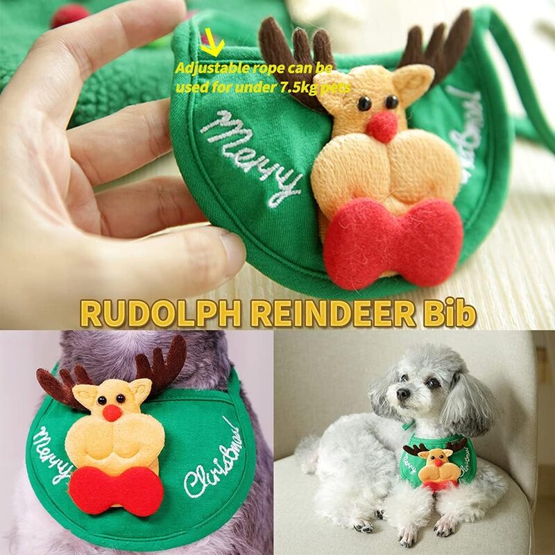 🎅Christmas Sale 30% Off - Adorable Christmas Tree Pom-Pom Hat with Reindeer Bib