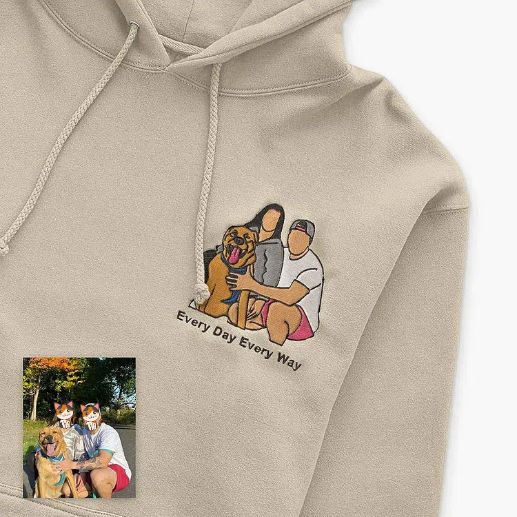 Custom Embroidered Pet From Your Photo Hoodie T-shirt