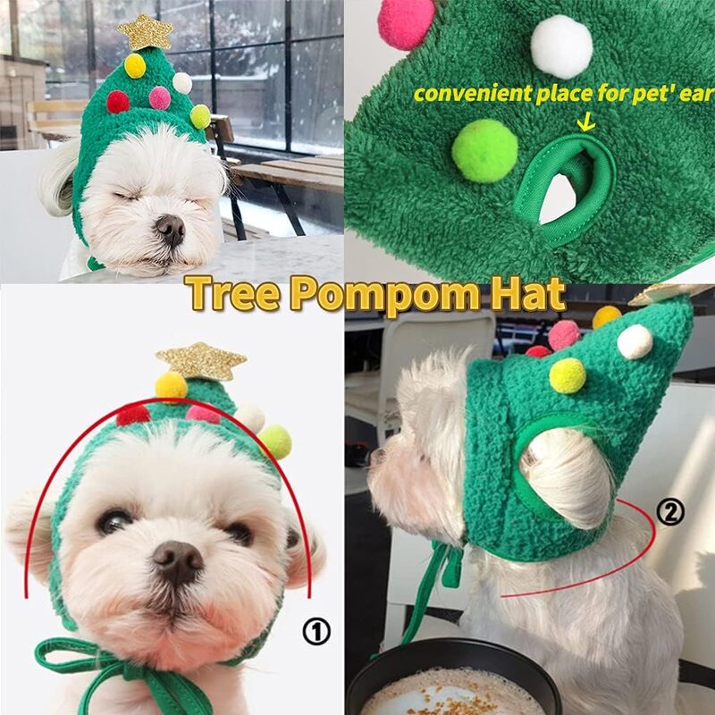 🎅Christmas Sale 30% Off - Adorable Christmas Tree Pom-Pom Hat with Reindeer Bib