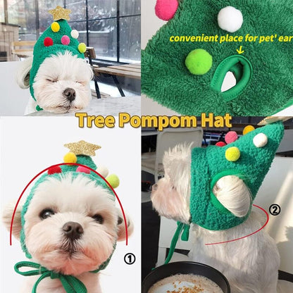 🎅Christmas Sale 30% Off - Adorable Christmas Tree Pom-Pom Hat with Reindeer Bib