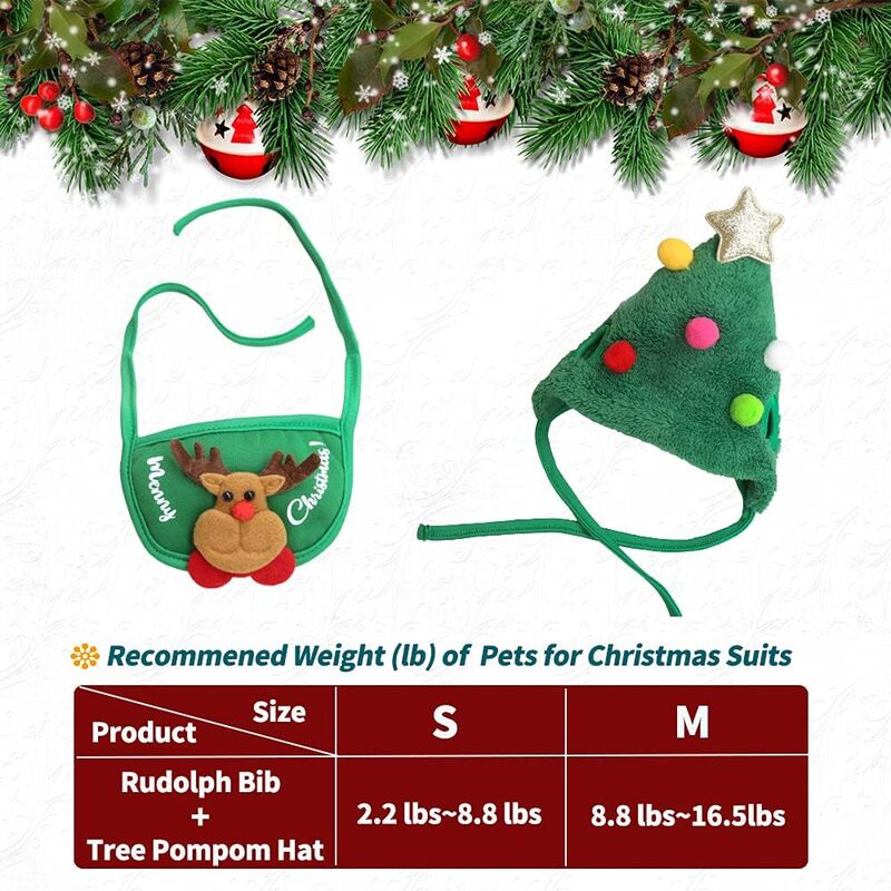 🎅Christmas Sale 30% Off - Adorable Christmas Tree Pom-Pom Hat with Reindeer Bib