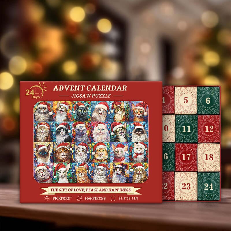 🌲 Countdown to Christmas with Advent Calendar Puzzle 1000pcs 🧩 – A Purr-fect Gift for Cat & Dog Lovers 🐾🎅