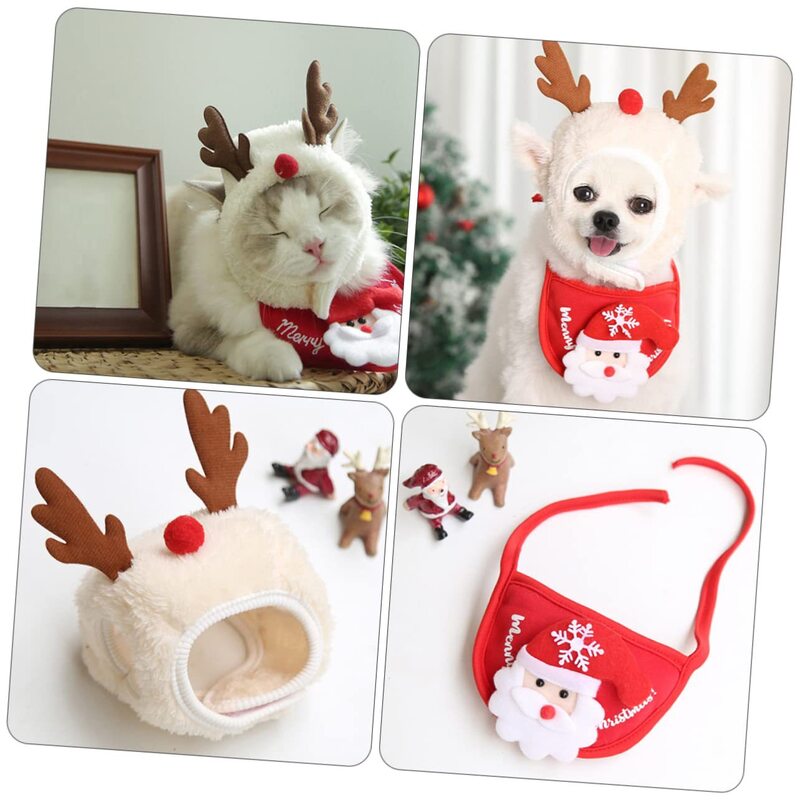 🎅Christmas Sale 30% Off - Adorable Christmas Tree Pom-Pom Hat with Reindeer Bib