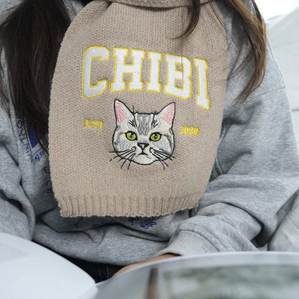 💝Hot Sale 30% off - Custom Embroidered Pet Portrait Woven Scarf With Pet Name🐾