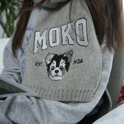💝Hot Sale 30% off - Custom Embroidered Pet Portrait Woven Scarf With Pet Name🐾