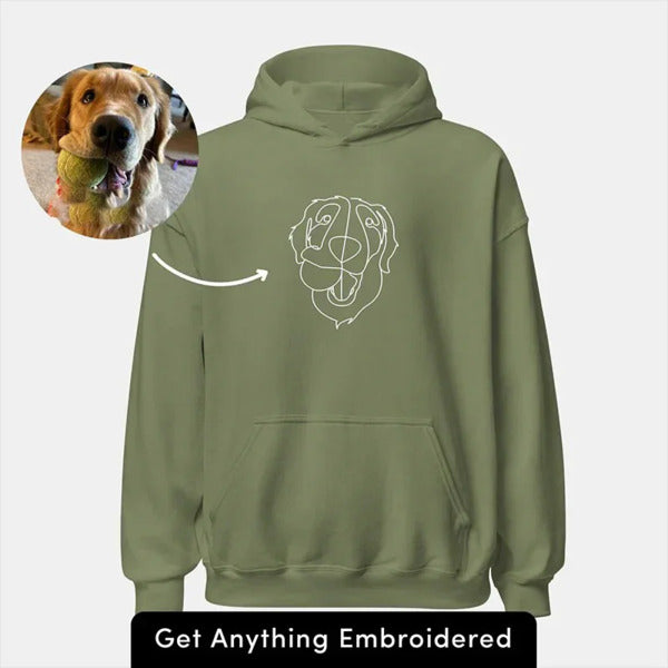 🔥 Hot Sale 25% Off 💖- Custom Pet Photo Outline Embroidered Crewneck Sweatshirt Hoodie💖