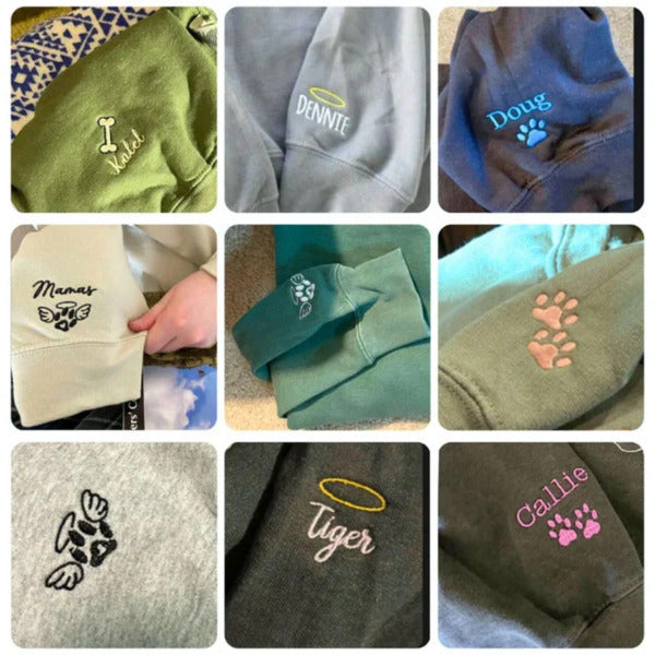 🎉 Black Friday Sale- 💖 Custom Dog Embroidered Varsity Dogaholic Sweatshirt Hoodie T-shirt 🐾